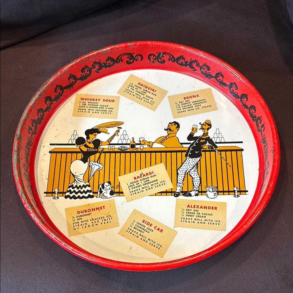 Vintage MCM Cocktail Recipe Tray